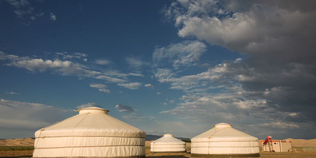 yurt in a scenic landscape